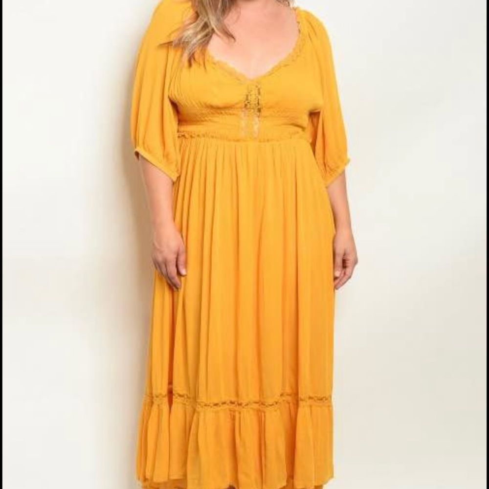 Haute Curve plus mustard dress​​​